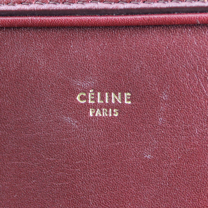 Celine sac à main en cuir box bordeaux - Detail D3