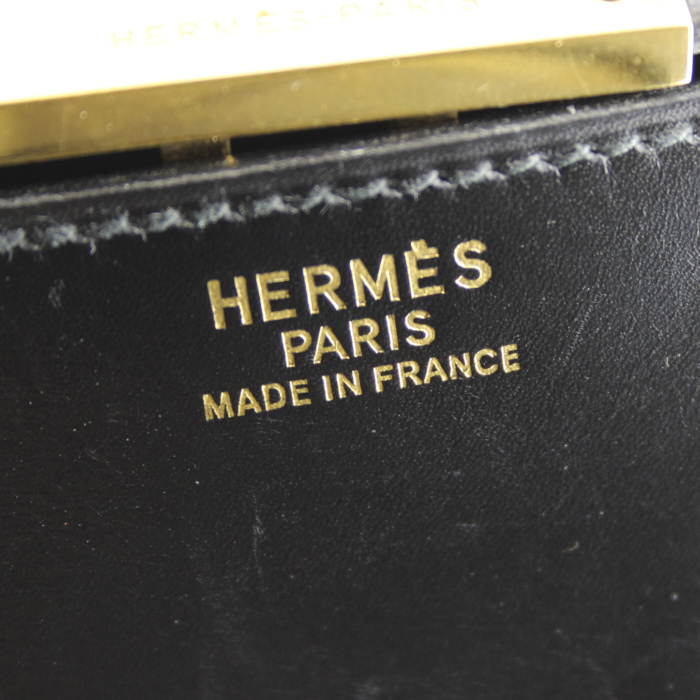 Porte-documents Hermes Quirus en cuir box noir - Detail D4