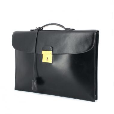 Borsa portadocumenti Quirus in pelle box nera