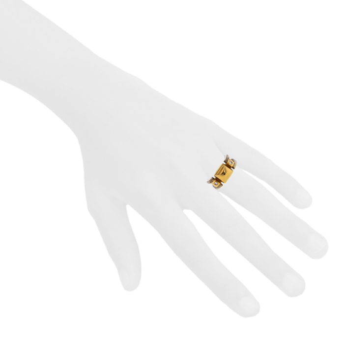 Anello Hermes Cloudeselle in oro giallo,  argento e diamanti - Detail D1