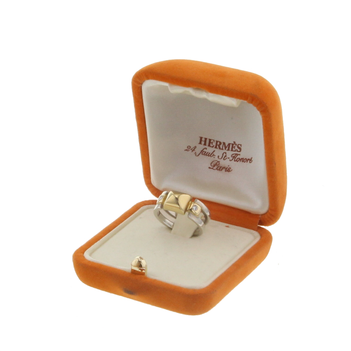 Sortija Hermes Cloudeselle en oro amarillo,  plata y diamantes - Detail D2