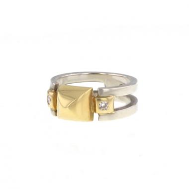 Bague Hermes Cloudeselle en or jaune,  argent et diamants