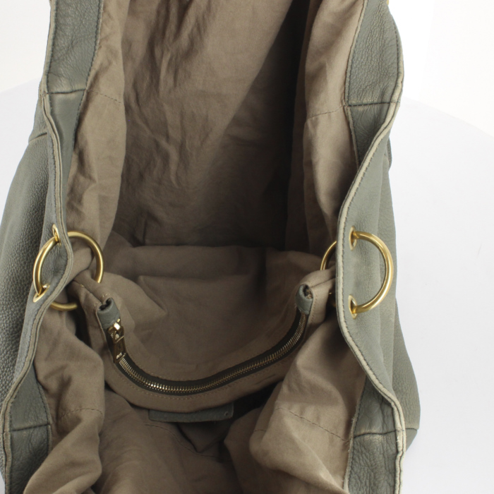 Sac à main Yves Saint Laurent en cuir vert-d'eau - Detail D3