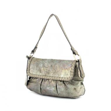 Bolso de mano Fendi en cuero gris metalizado