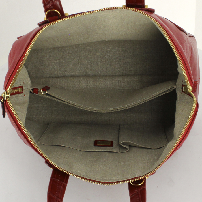 Fendi Chameleon handbag in leather and red crocodile - Detail D3