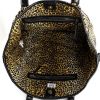Shopping bag in tela con stampa leopardata e pelle verniciata nera - Detail D2 thumbnail