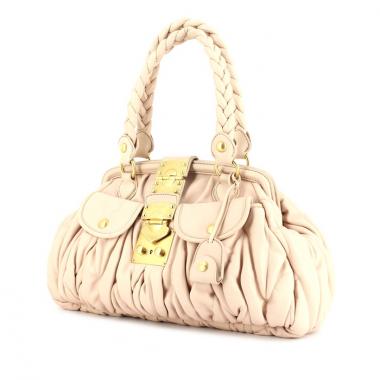 Miu Miu bolso de mano en cuero acolchado rosa