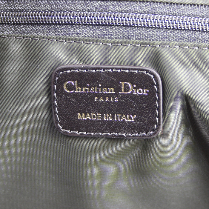 Sac à main en toile et cuir marron - Detail D3