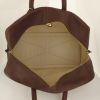 Hermes Victoria travel bag in brown leather and beige canvas - Detail D2 thumbnail