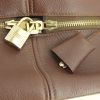 Hermes Victoria travel bag in brown leather and beige canvas - Detail D4 thumbnail