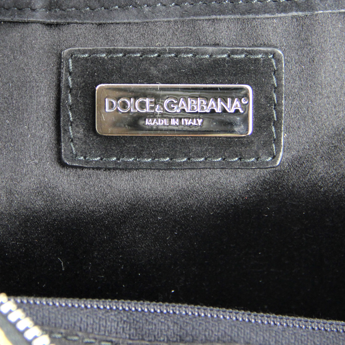 Dolce & Gabbana shoulder bag in black suede and gold leather - Detail D3