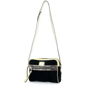 Dolce & Gabbana shoulder bag in black suede and gold leather