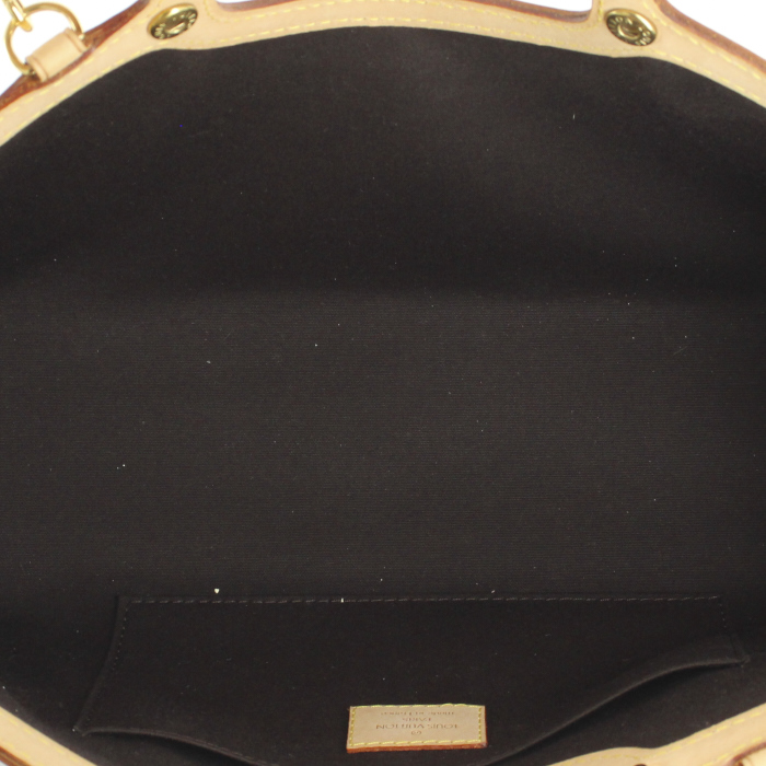 Borsa Louis Vuitton in pelle verniciata monogram viola e pelle naturale - Detail D3