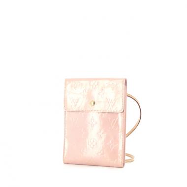 Borsa Mott in pelle verniciata monogram rosa e pelle naturale