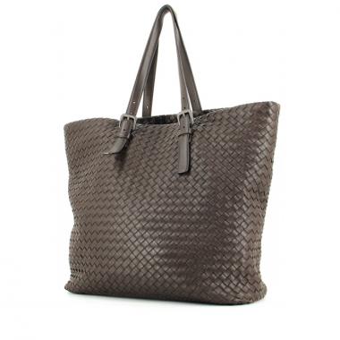 Bottega Veneta sac à main en cuir tressé marron