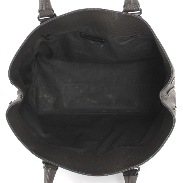 Sac cabas Bottega Veneta en matière synthétique grise et cuir tressé noir - Detail D2