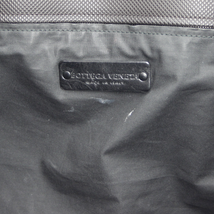 Sac cabas Bottega Veneta en matière synthétique grise et cuir tressé noir - Detail D3