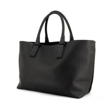 Bottega Veneta shopping bag in grey synthetic fabric and black braided leather