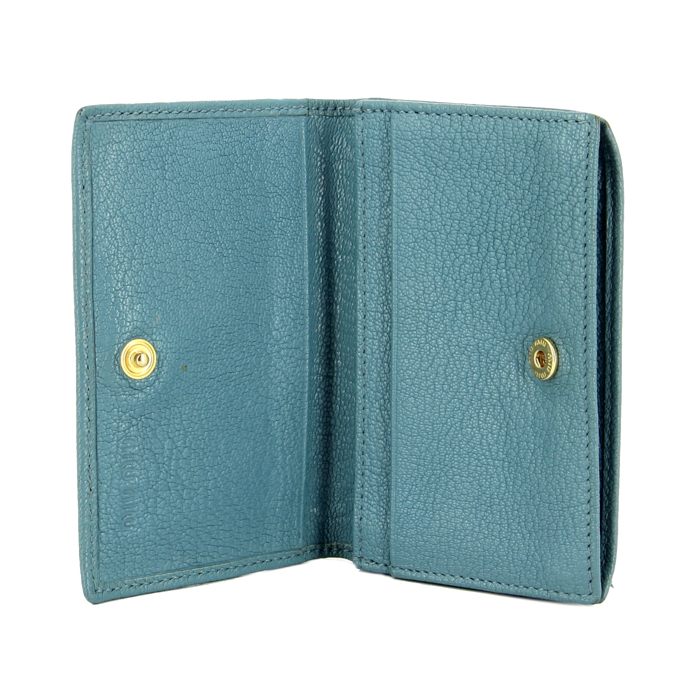 Porte-monnaie Miu Miu en cuir bleu - Detail D1