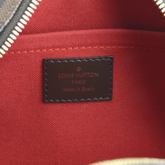 Borsa Louis Vuitton modello piccolo in tela cerata con motivo a scacchi ebano e pelle marrone - Detail D3