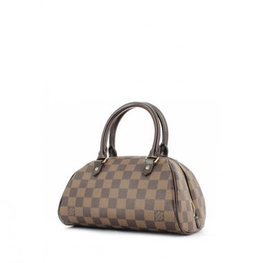 Louis Vuitton bolso de mano modelo pequeño en lona a cuadros revestida ébano y cuero marrón