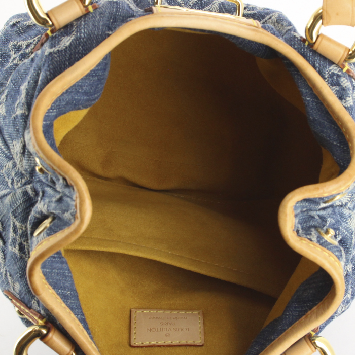 Borsa Louis Vuitton Pleaty in tela denim monogram e pelle naturale - Detail D2