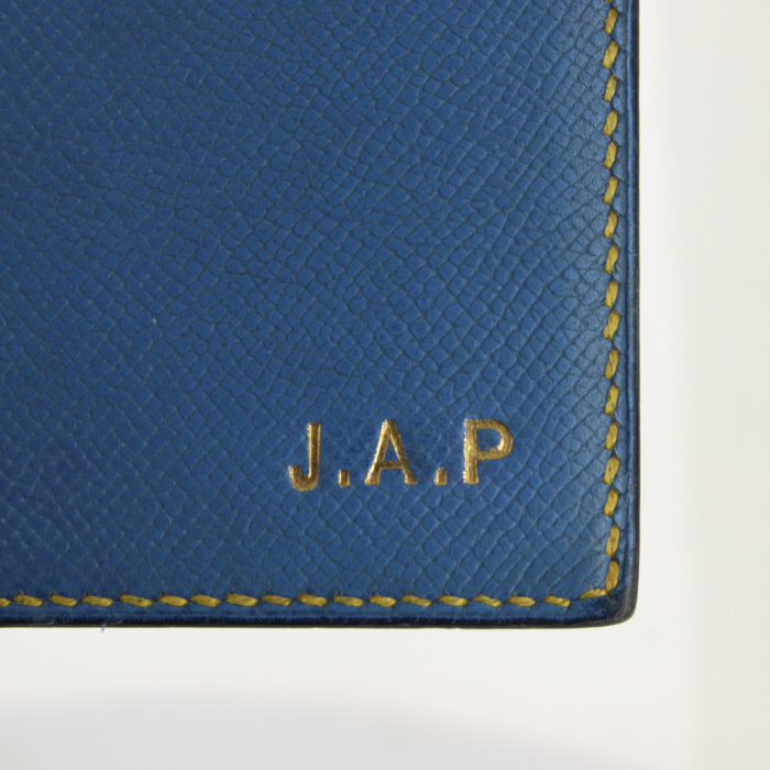 Porta agenda Hermes in pelle Epsom blu e pelle Epsom gialla - Detail D3