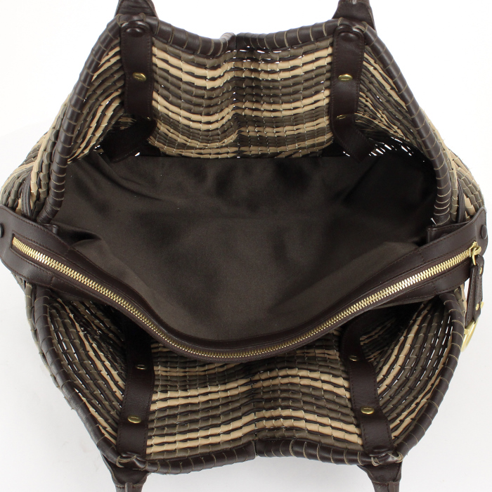 Borsa Salvatore Ferragamo in pelle marrone beige e color talpa - Detail D2