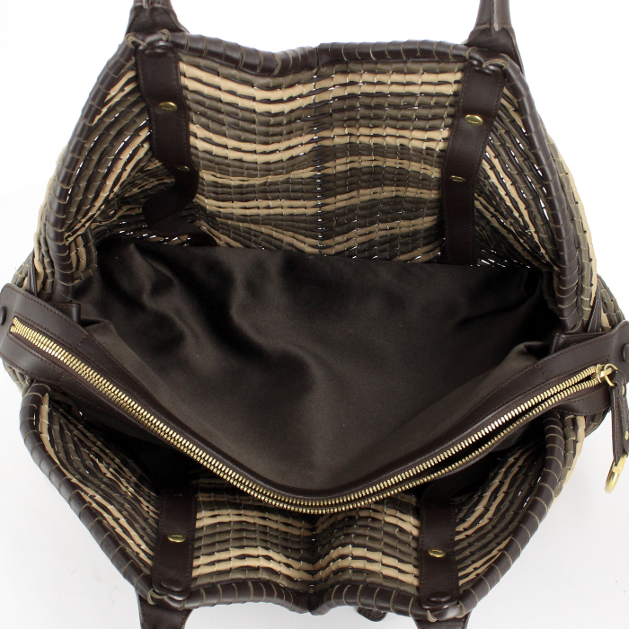 Borsa Salvatore Ferragamo in pelle marrone beige e color talpa - Detail D3