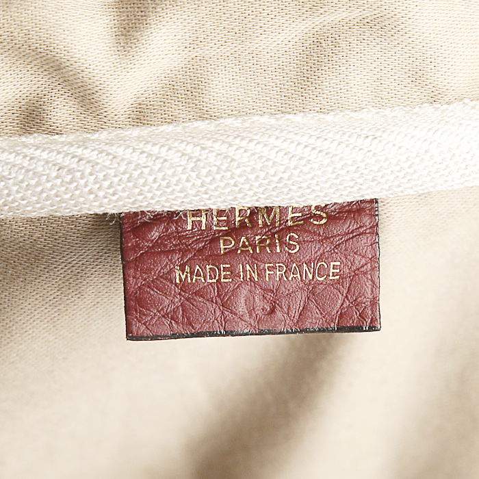 Borsa da viaggio Hermes Victoria in pelle togo bordeaux - Detail D3