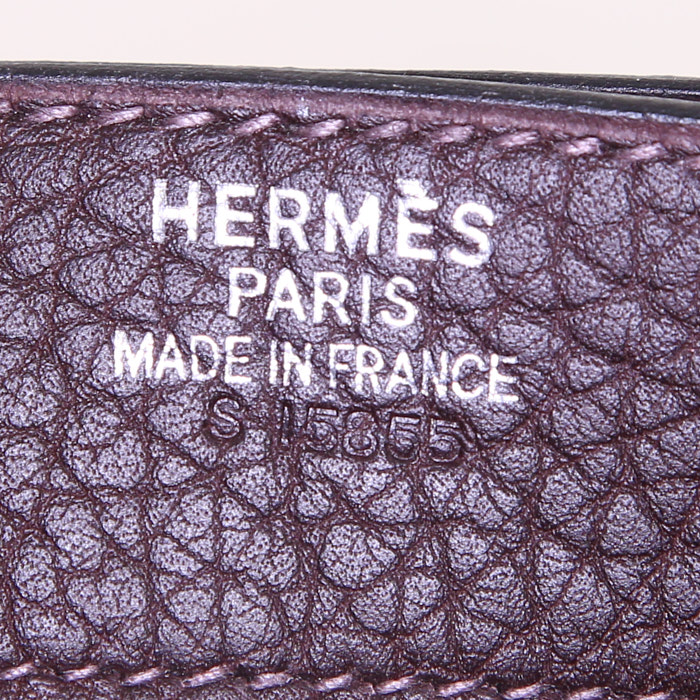 Porte-documents Hermès Sac à dépêches en toile marron et cuir marron - Detail D3