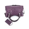 Balenciaga Classic City handbag in purple leather - 360 Back thumbnail