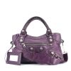 Balenciaga Classic City handbag in purple leather - 360 thumbnail