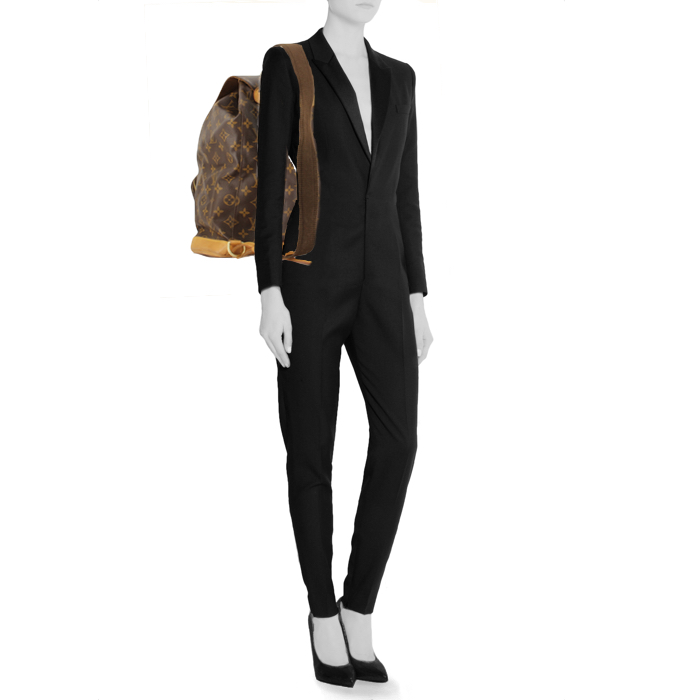 Louis Vuitton mochila en lona Monogram revestida y cuero natural - Detail D1