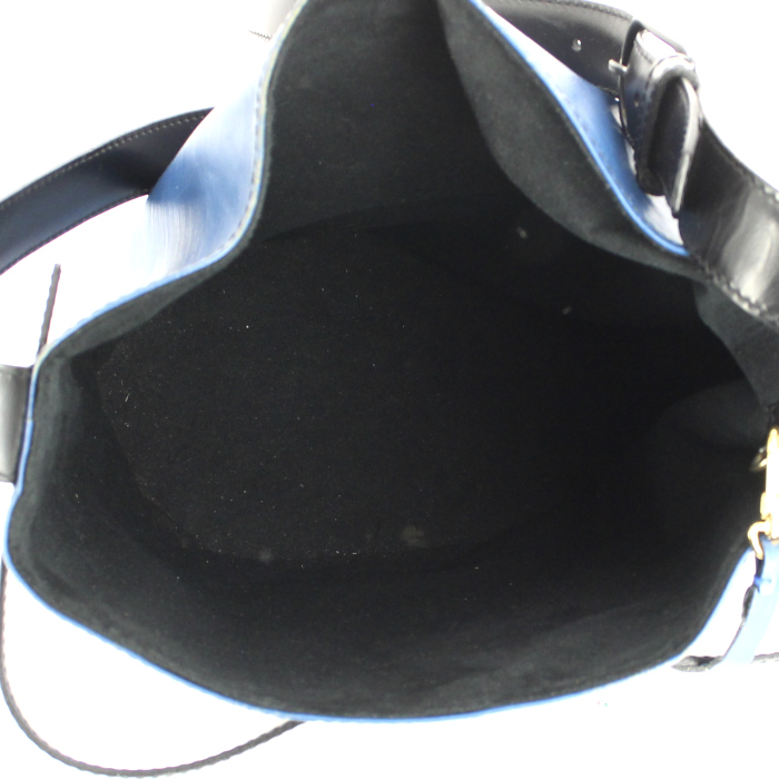 Bolso de mano Louis Vuitton Sac d'épaule en cuero Epi azul y negro - Detail D2