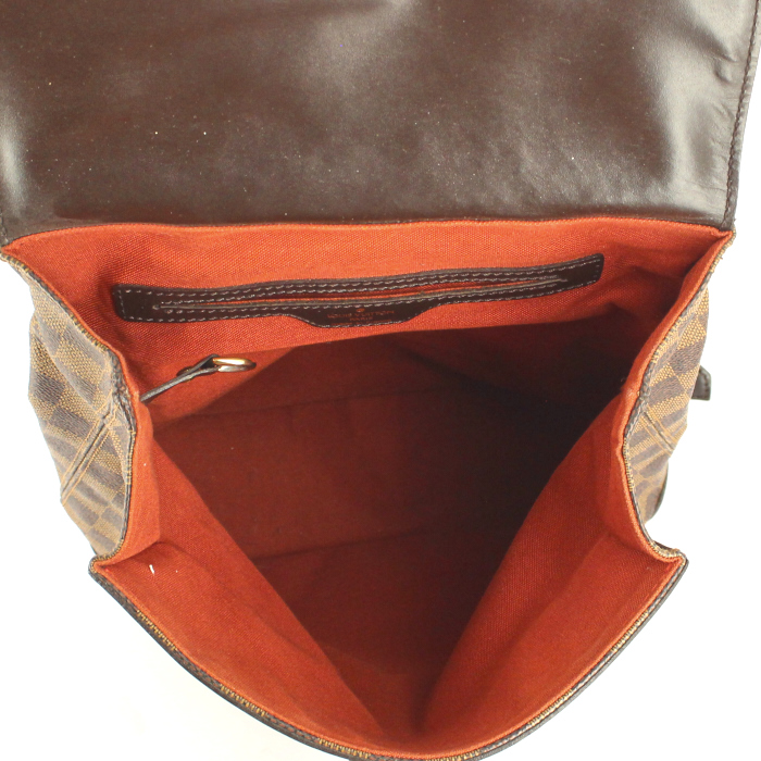 Louis Vuitton backpack in ebene damier canvas and brown leather - Detail D2