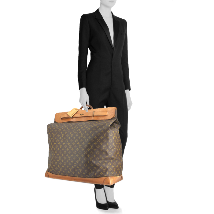 Louis Vuitton sac de voyage en toile monogram et cuir naturel - Detail D1