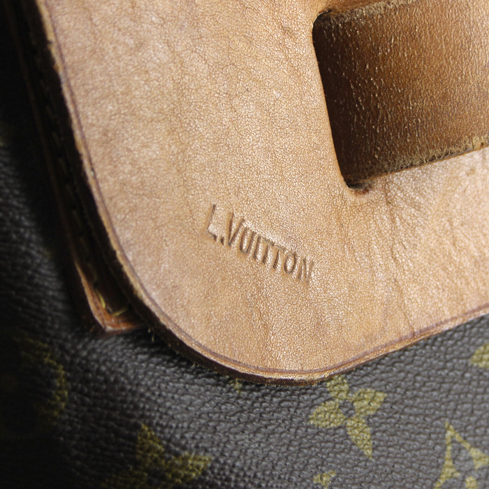 Louis Vuitton sac de voyage en toile monogram et cuir naturel - Detail D3