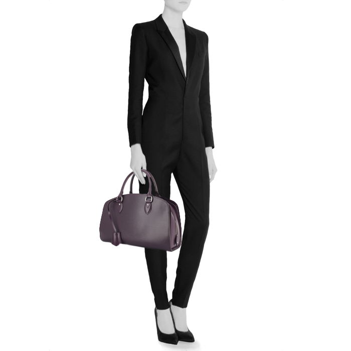 Louis Vuitton Pont Neuf large model handbag in purple epi leather - Detail D1