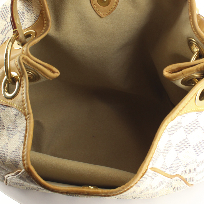 Louis Vuitton Galliera medium model handbag in azur damier canvas and natural leather - Detail D2