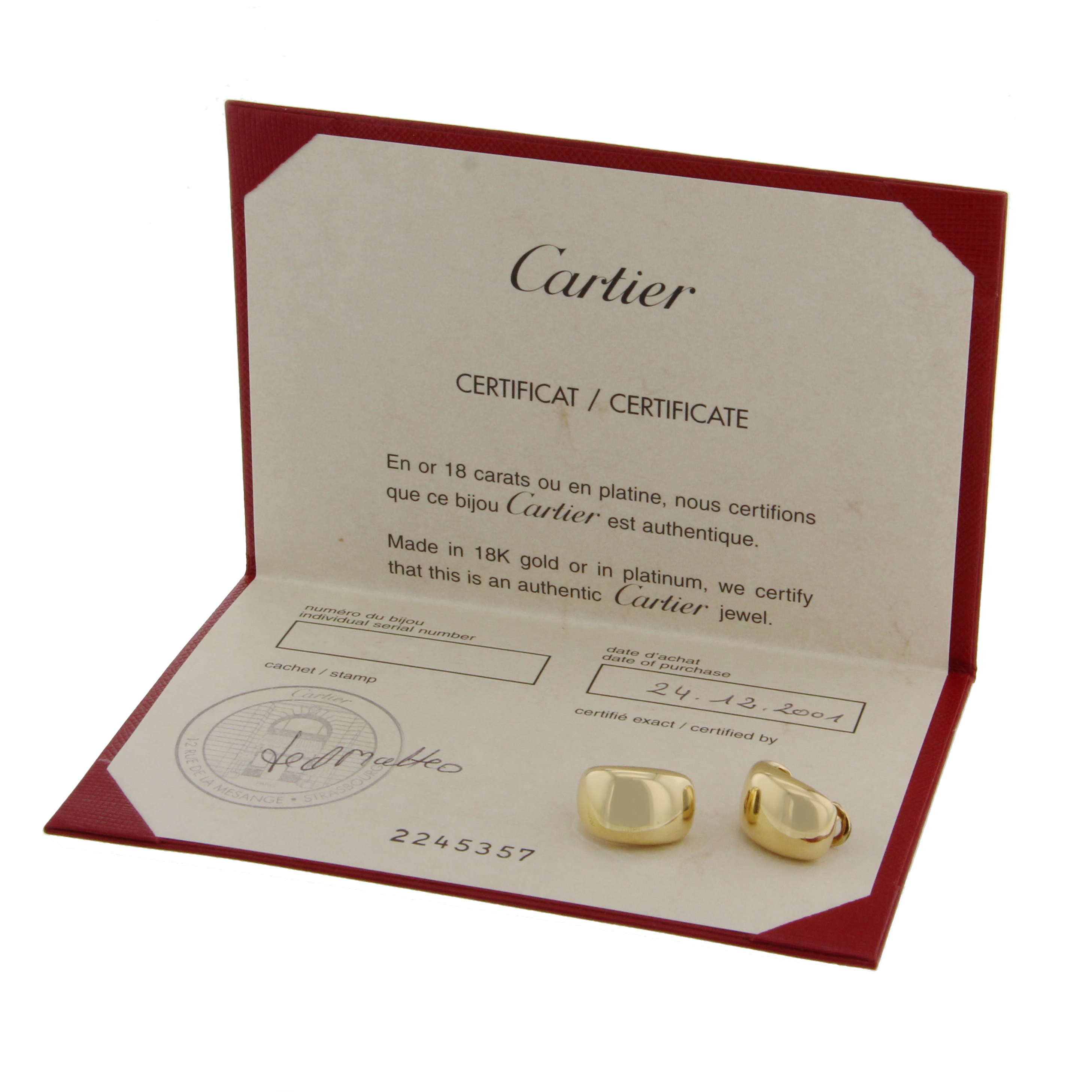 Cartier Nouvelle Vague earrings in yellow gold - Detail D2