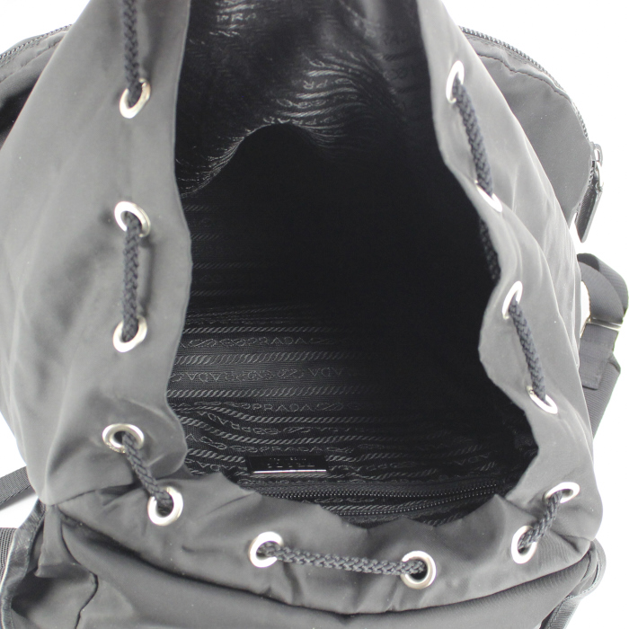 Prada backpack in canvas and black leather - Detail D2