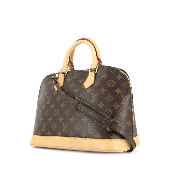 Borsa Louis Vuitton Alma BB in tela monogram marrone e pelle naturale