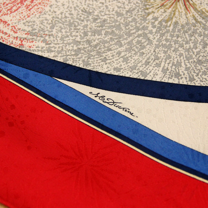 Foulard Hermes Carre Hermes en twill de soie rouge et blanc - Detail D4