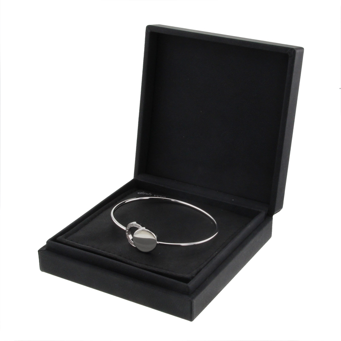 Dinh Van Ombre de Lune rigid opening bracelet in white gold and diamonds