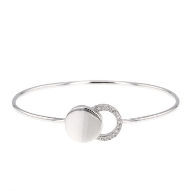 Dinh Van Ombre de Lune rigid opening bracelet in white gold and diamonds