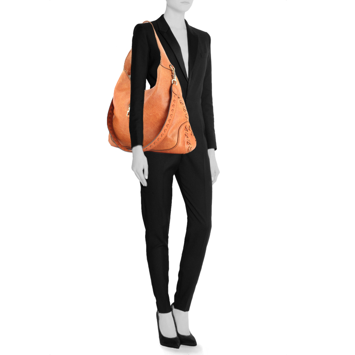 Bolso de mano Gucci Jackie en cuero naranja - Detail D2