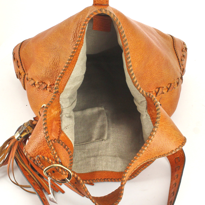 Gucci Jackie handbag in orange leather - Detail D3