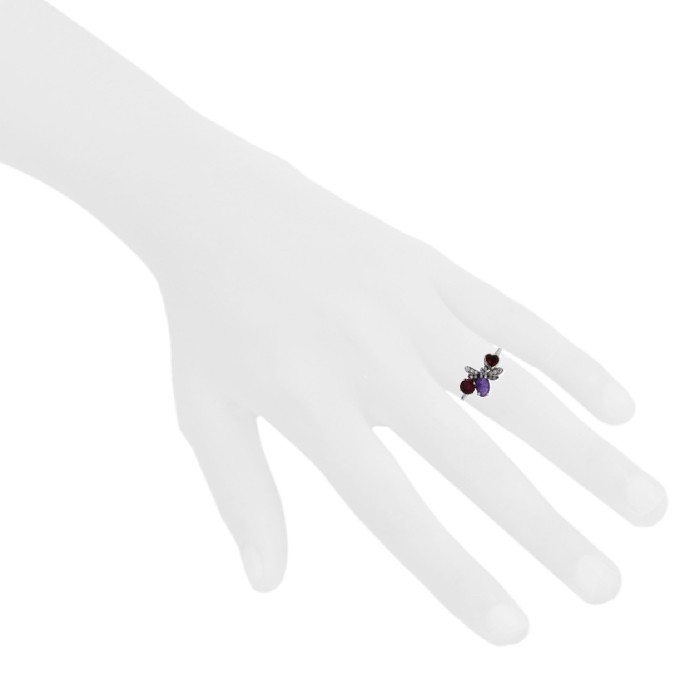 Chaumet Attrape Moi Si Tu M'Aimes ring in white gold,  amethyst and tourmaline - Detail D1