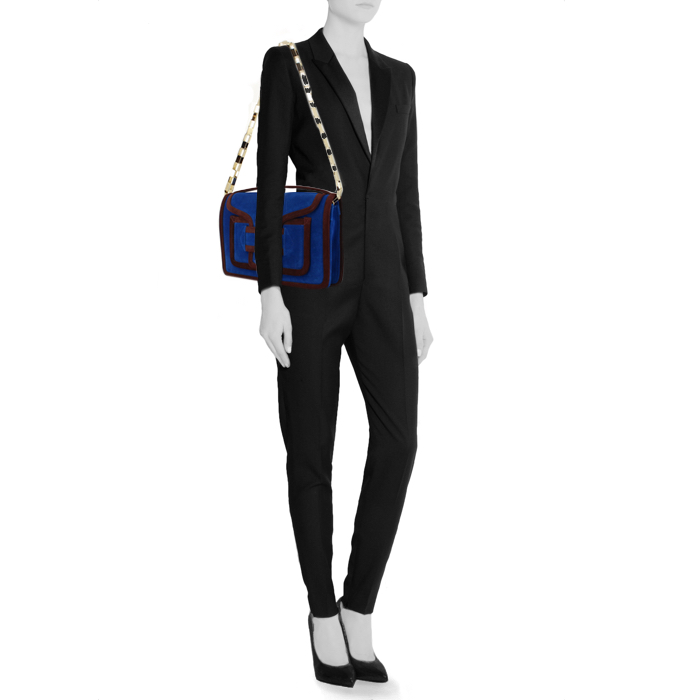 Pierre Hardy handbag/clutch in blue and brown suede - Detail D2